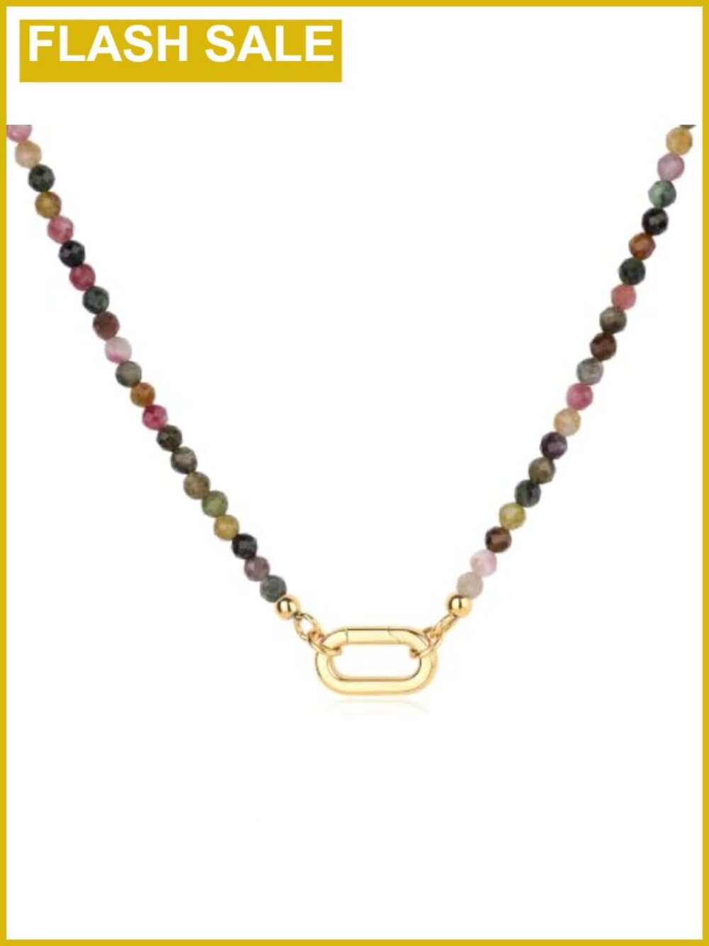 4mm Faceted Gemstone Bead Necklace, Oval Clasp